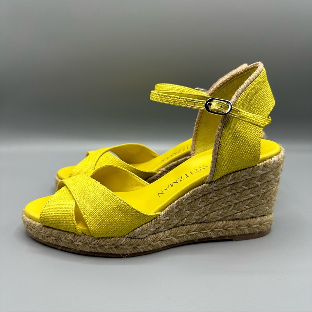 Stuart Weitzman Womens Mirela Espadrille Wedge Sandals Pistachio Yellow Size 8